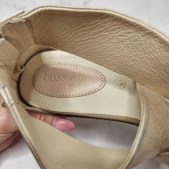 Bussola Pauline Wide Strap Metallic Beige Leather Sandals Platform Flats 9.5 (40 - Picture 10 of 10